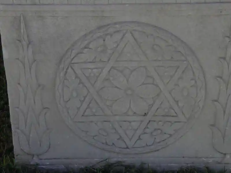 Star of David with a six-pointed flower-like solar symbol